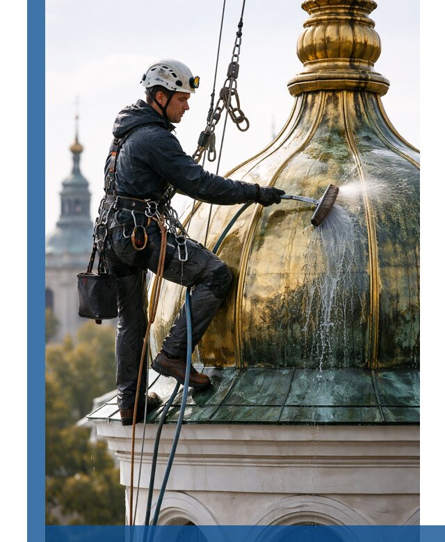 Профессиональная мойка куполов и шпилей высотными альпинистами в Славгороде