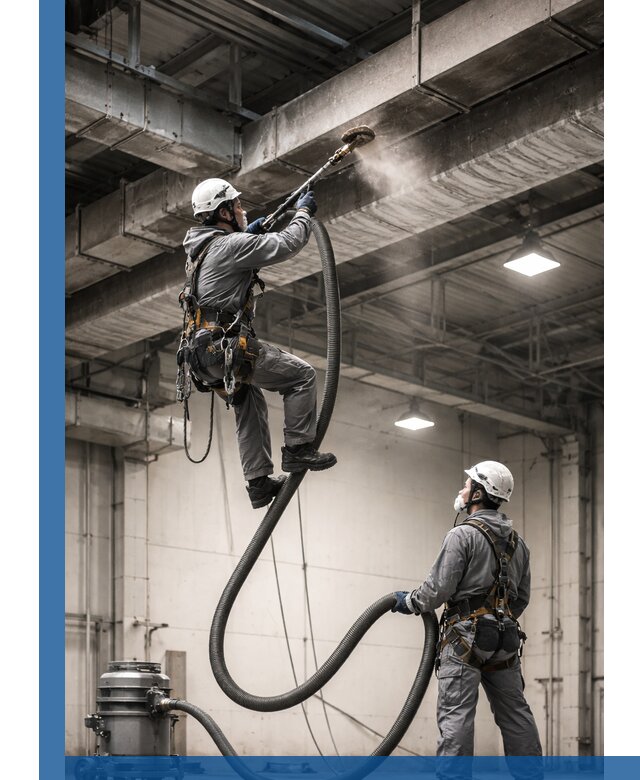 Обеспыливание потолочных конструкций в Славгороде промышленным альпинизмом