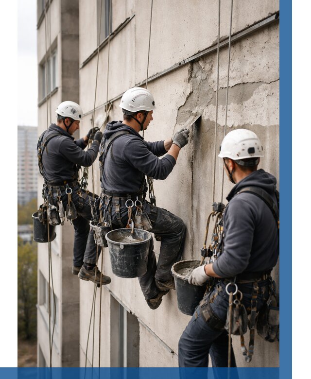 Ремонт бетонных элементов фасада в Славгороде от 2600 р. | ВЫСОТНИК-Слд