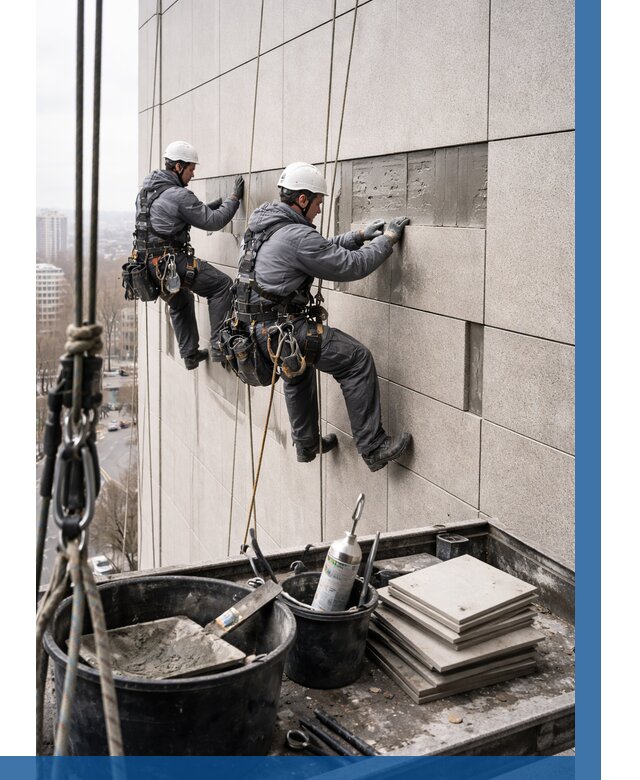 Ремонт фасада из керамогранита в Славгороде от 2600 р. | ВЫСОТНИК-Слд