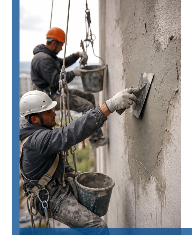 Штукатурка фасада на высоте в Славгороде профессиональные работы