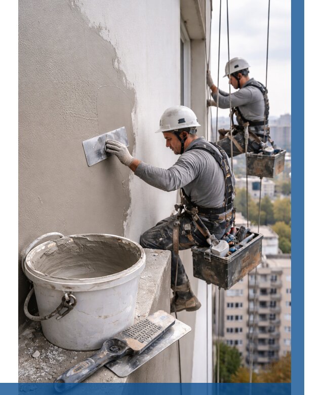 Шпаклевка фасада на высоте в Славгороде от 728 р. | ВЫСОТНИК-Слд