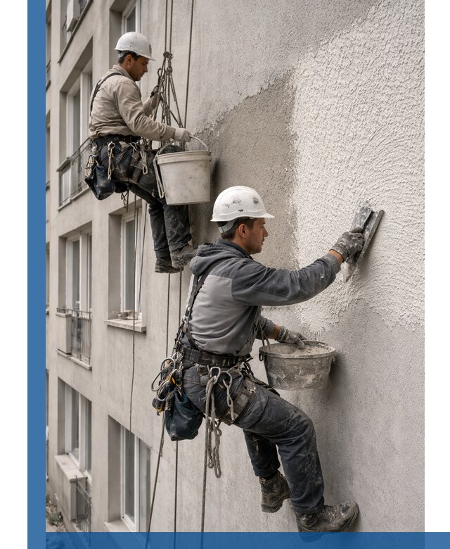 Нанесение декоративной штукатурки короед на фасад в Славгороде