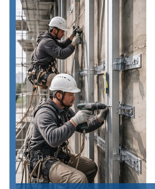 Монтаж и крепление подсистемы вентфасада в Славгороде