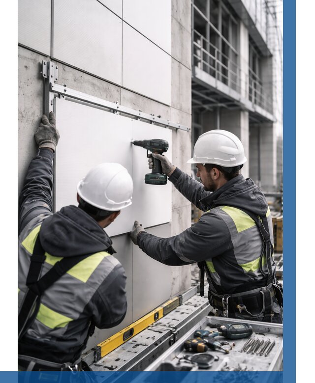 Монтаж композитных панелей фасада в Славгороде от 2600 р. | ВЫСОТНИК-Слд