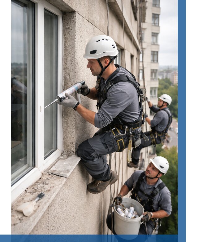 Герметизация оконных швов снаружи в Славгороде от 1560 р. | ВЫСОТНИК-Слд