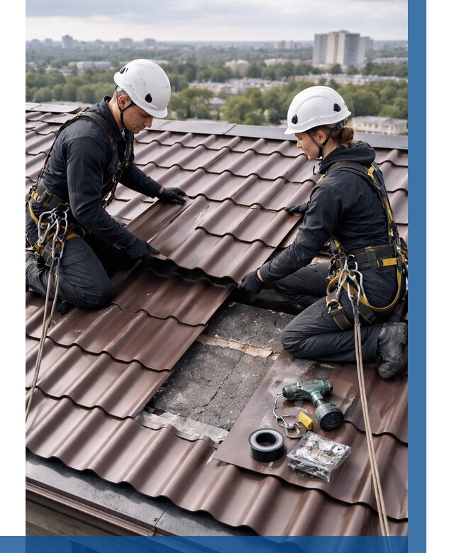 Ремонт металлочерепицы на крыше в Славгороде от 936 р. | ВЫСОТНИК-Слд