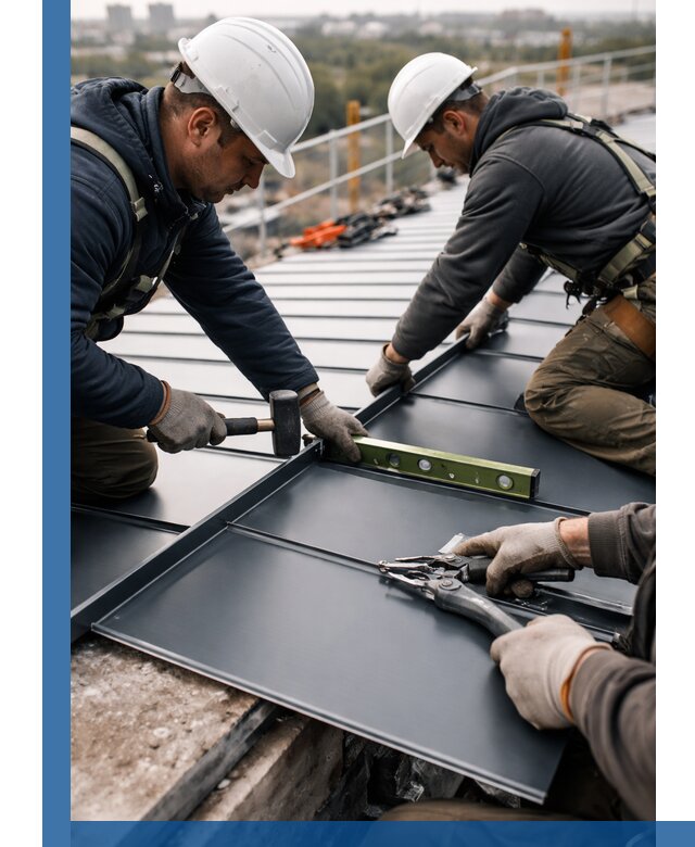 Монтаж фальцевой кровли в Славгороде для промышленных зданий