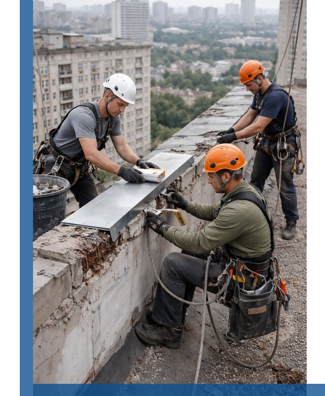 Ремонт парапета на кровле в Славгороде, высотные работы с гарантией