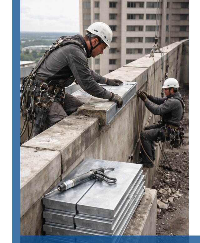 Замена парапетных крышек и установка новых в Славгороде