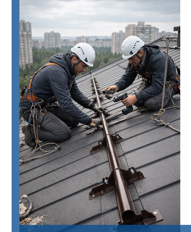 Монтаж снегозадержателей на кровле зданий в Славгороде под ключ
