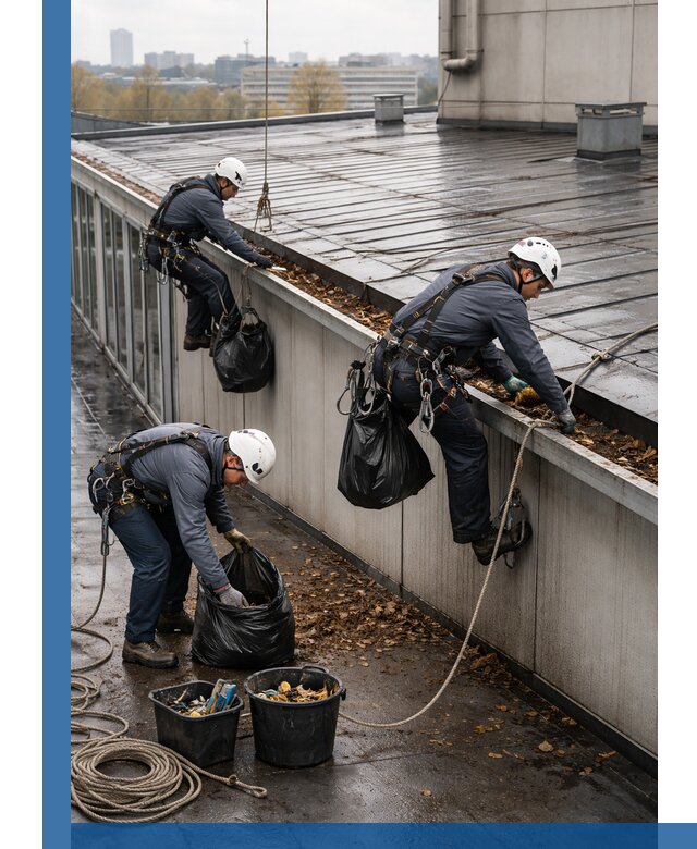 Очистка кровли по периметру в Славгороде силами промышленных альпинистов