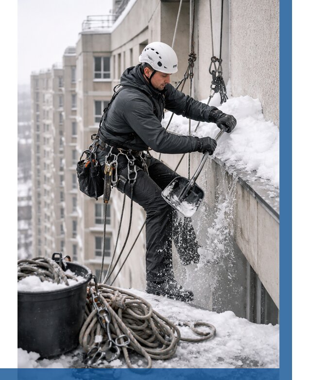 Очистка карнизов от снега в Славгороде от 312 р. | ВЫСОТНИК-Слд