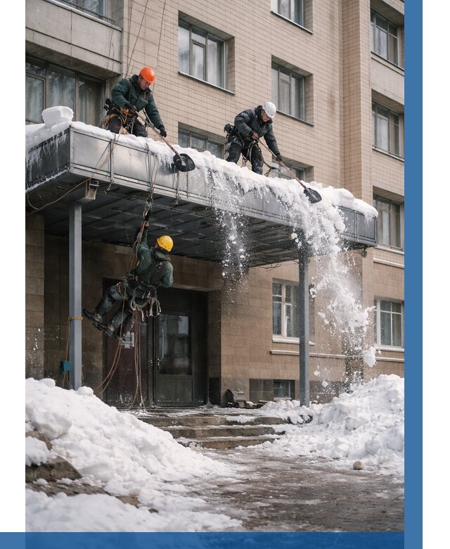 Очистка козырьков от снега в Славгороде от 3640 р. | ВЫСОТНИК-Слд