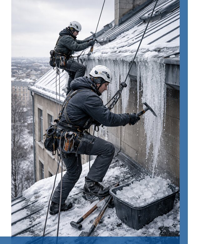 Удаление наледи с кровли в Славгороде от 5721 р. | ВЫСОТНИК-Слд