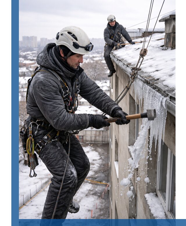 Сбивание и удаление сосулек с крыши в Славгороде безопасно
