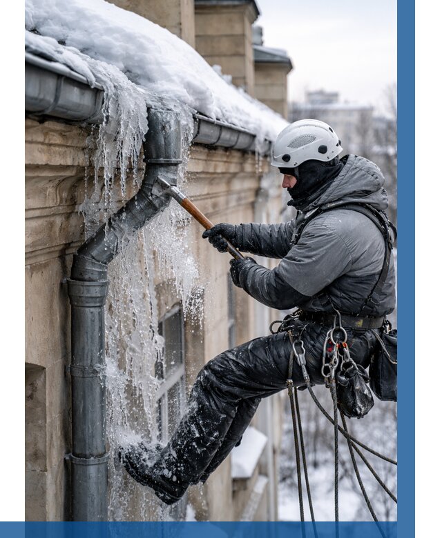 Очистка водостоков от льда в Славгороде от 3640 р. | ВЫСОТНИК-Слд