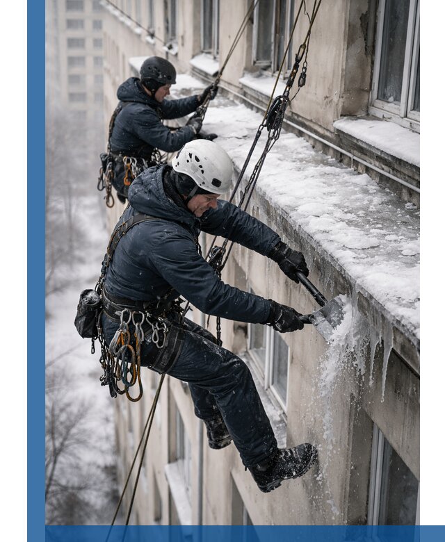 Удаление наледи и сосулек с карнизов в Славгороде профессионально