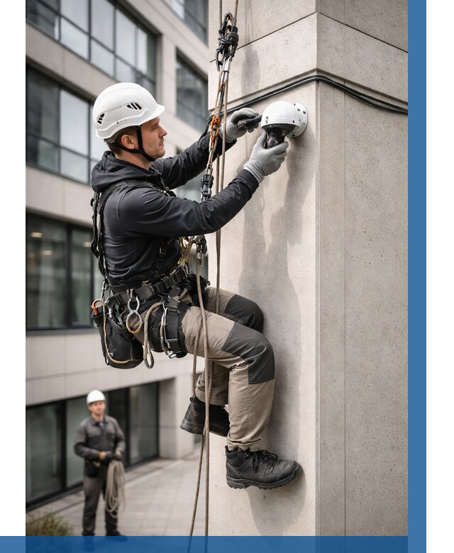 Монтаж камер видеонаблюдения на фасаде в Славгороде от 8841 р.-ВЫСОТНИК-Слд