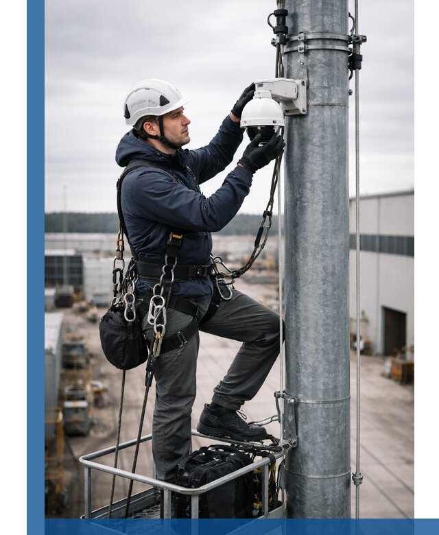 Профессиональная установка видеокамер на мачте в Славгороде