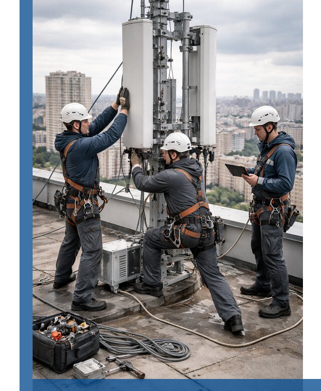 Монтаж антенн связи на крыше в Славгороде с вводом в эксплуатацию