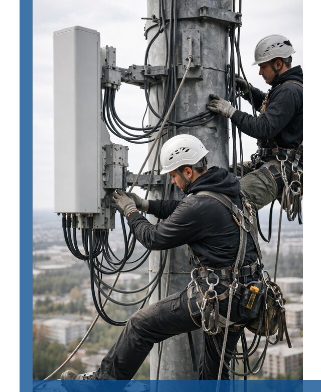 Монтаж оборудования связи на мачте в Славгороде с пусконаладкой