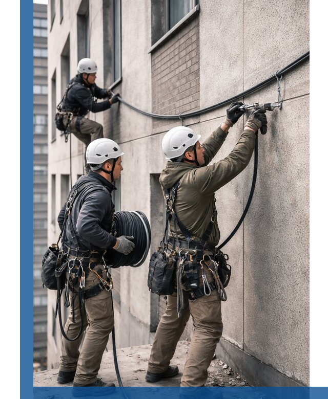 Прокладка кабеля по фасаду в Славгороде, профессиональный монтаж