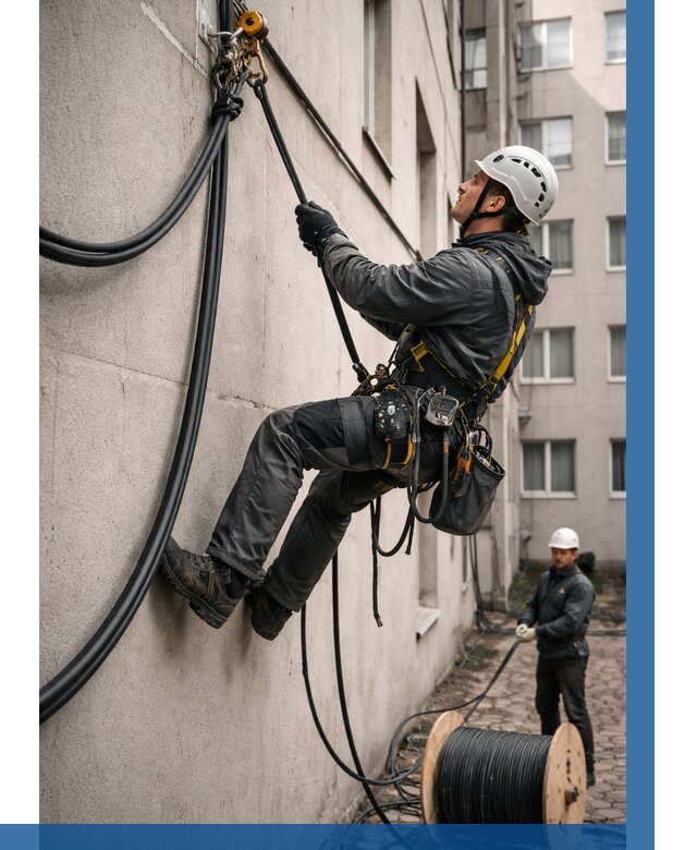 Протяжка кабеля питания на высоте в Славгороде от 468 р. | ВЫСОТНИК-Слд