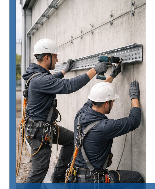 Монтаж кабельных лотков на фасаде зданий в Славгороде с гарантией