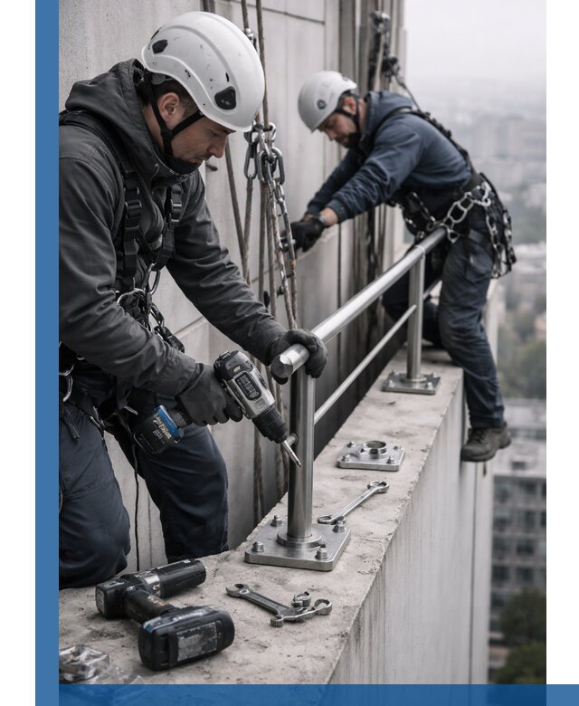 Монтаж перил на высоте в Славгороде для жилых и промобъектов