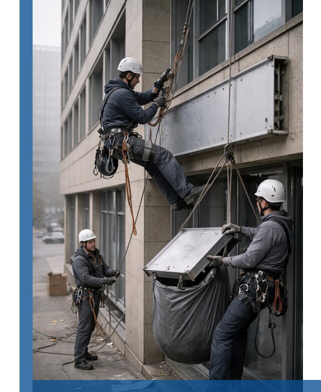 Демонтаж рекламной вывески с высотными работами в Славгороде