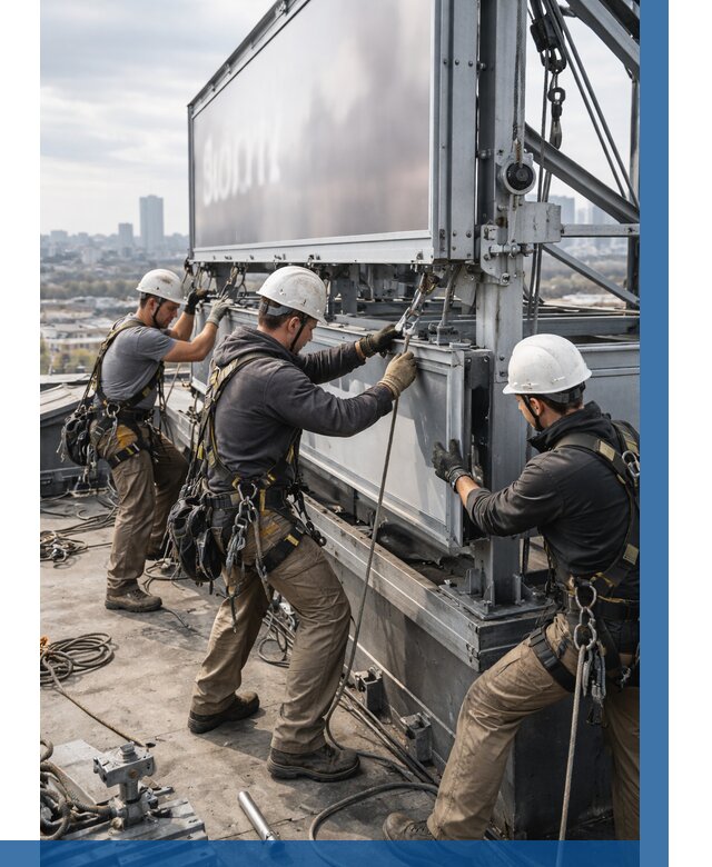 Монтаж крышной рекламной конструкции в Славгороде от 62406 р.|ВЫСОТНИК-Слд