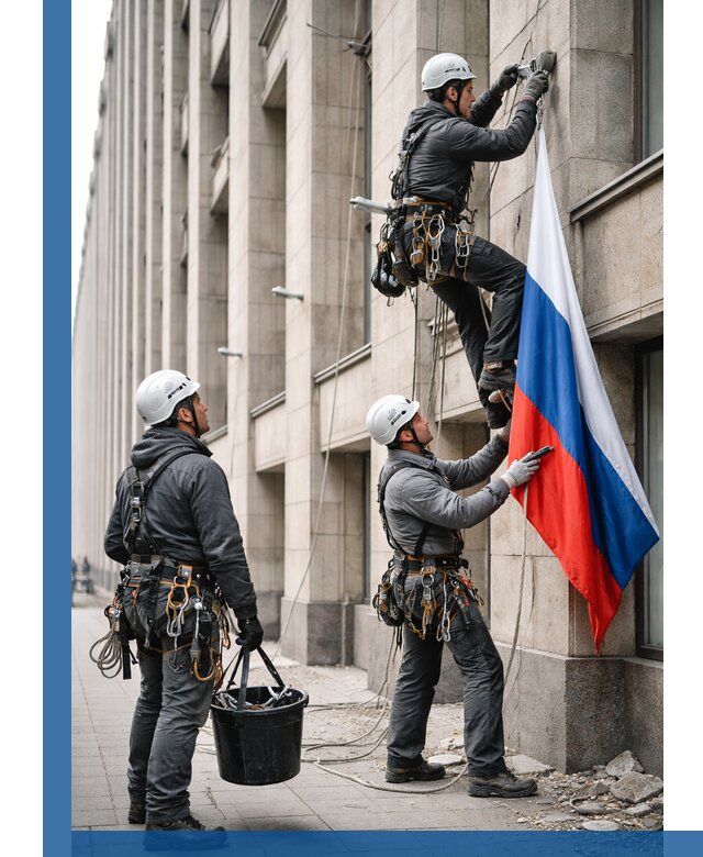 Профессиональная установка флагов на фасаде в Славгороде