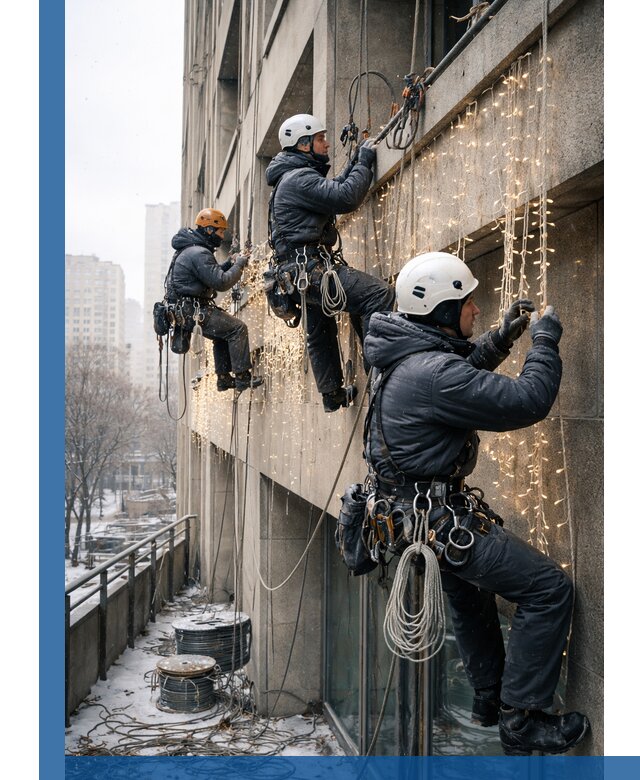Монтаж новогодней иллюминации и украшение фасадов в Славгороде