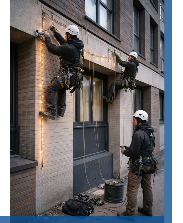 Монтаж гирлянд на фасаде в Славгороде от 3640 р. | ВЫСОТНИК-Слд