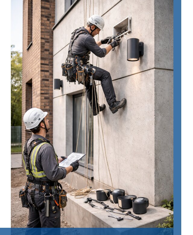 Монтаж фасадного освещения в Славгороде от 2600 р. | ВЫСОТНИК-Слд