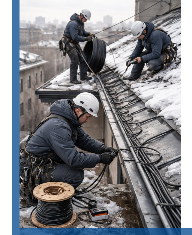Монтаж греющего кабеля на кровле в Славгороде под ключ