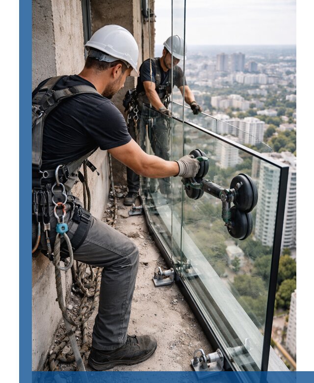 Монтаж стеклянных ограждений под ключ с гарантией в Славгороде
