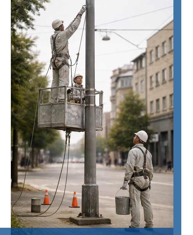 Покраска опор освещения в Славгороде от 5201 р. | ВЫСОТНИК-Слд