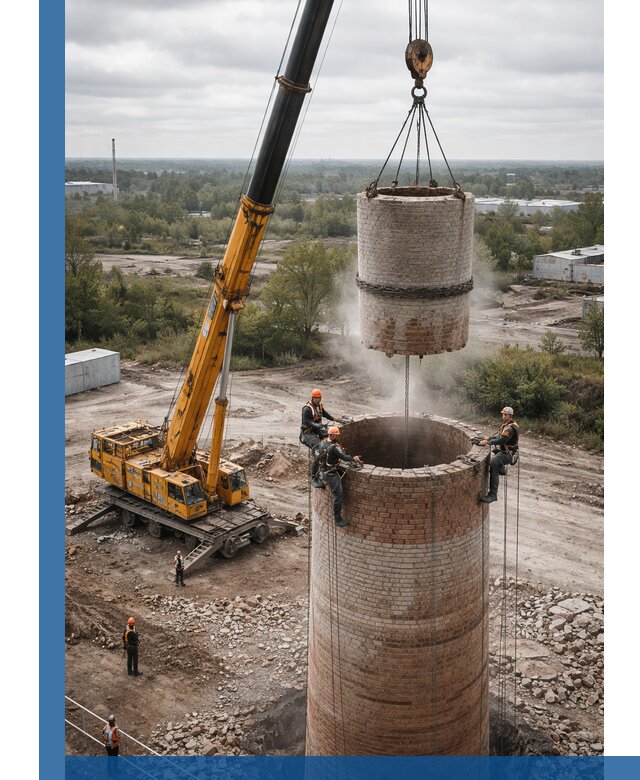 Демонтаж дымовой трубы в Славгороде с гарантиями безопасности