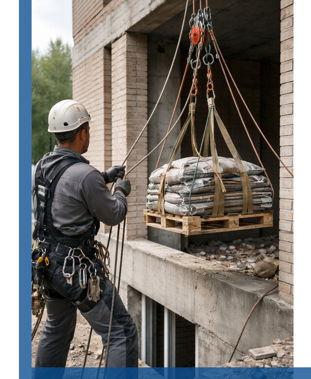 Подъем материалов на этаж веревками в Славгороде оперативно