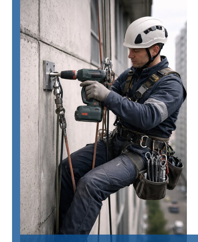 Установка анкерных точек для высотных работ в Славгороде